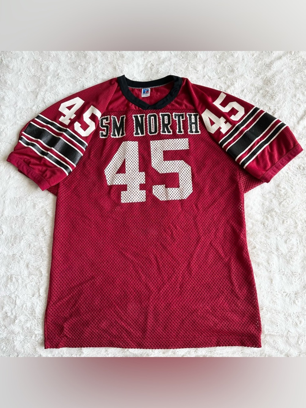 Vintage Mesh Football Jersey Mens Large Red Shawnee Mission North Russell 90s